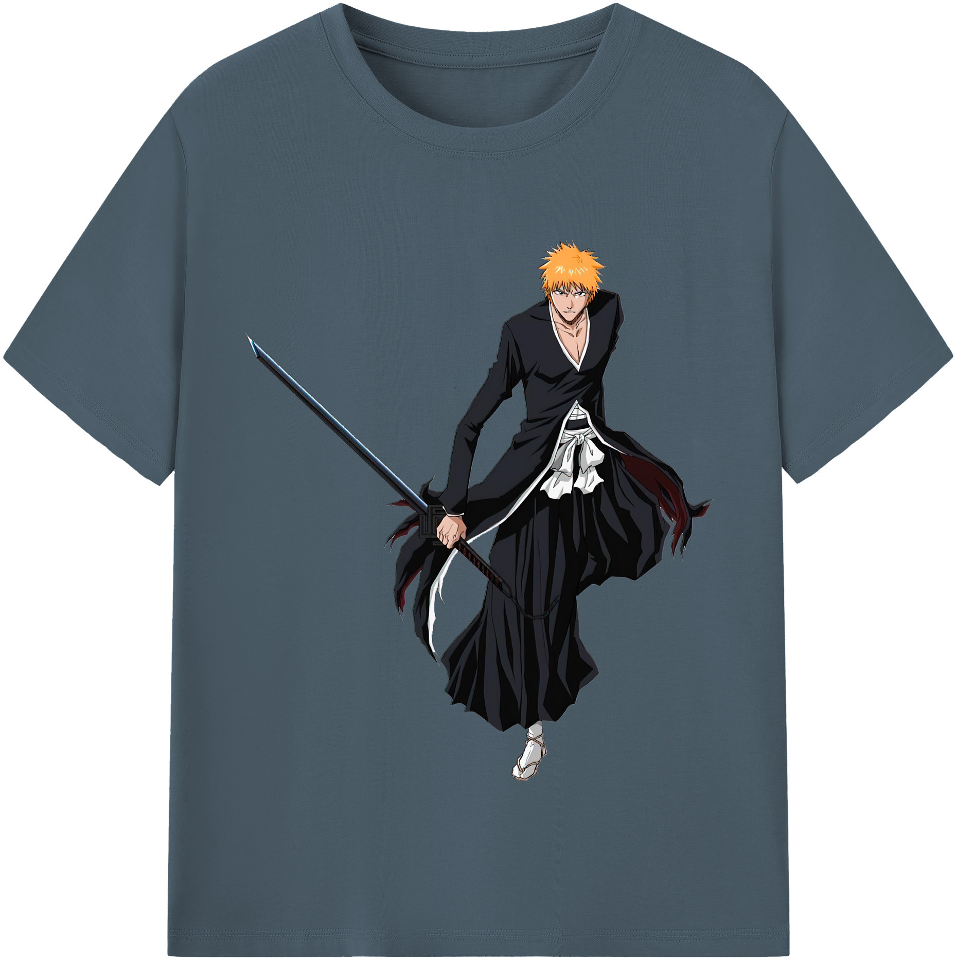 （画像用） ブリーチ 黒崎一護（くろさき いちご）BLEACH Kurosaki Ichigo 綿100％半袖Tシャツ（フロントプリント）